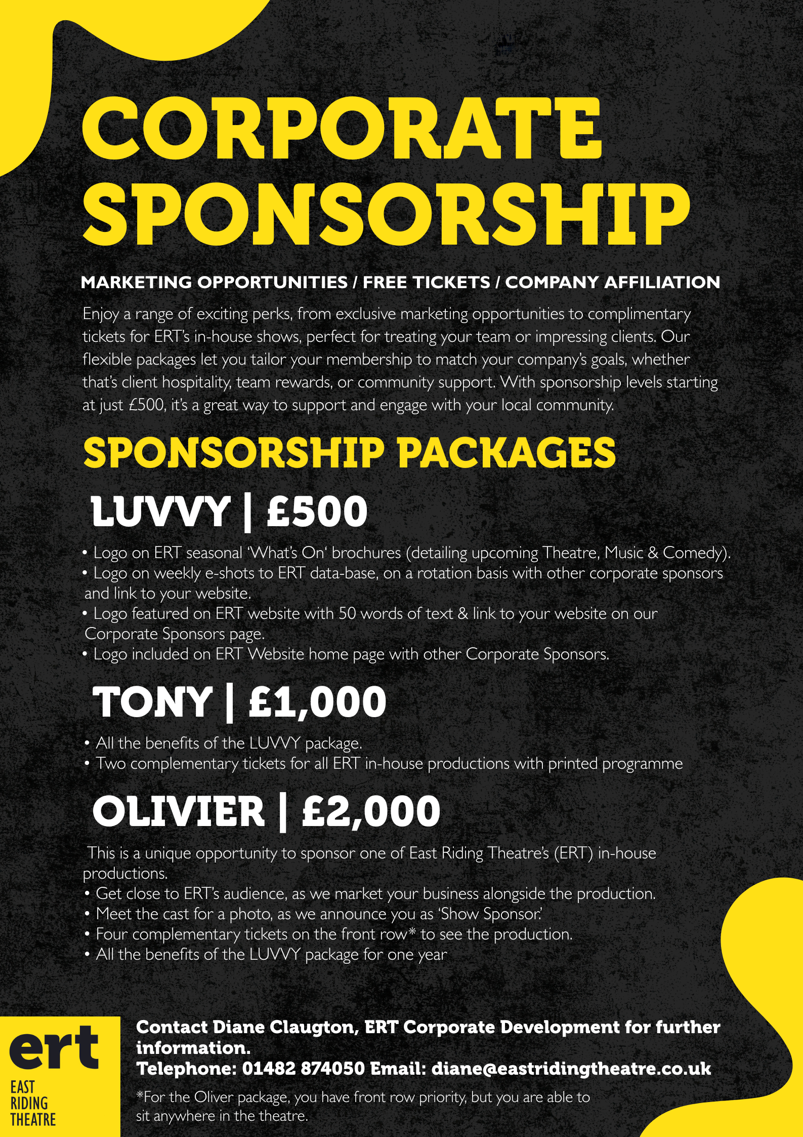 A detailed flyer about out corporate sponsorship options