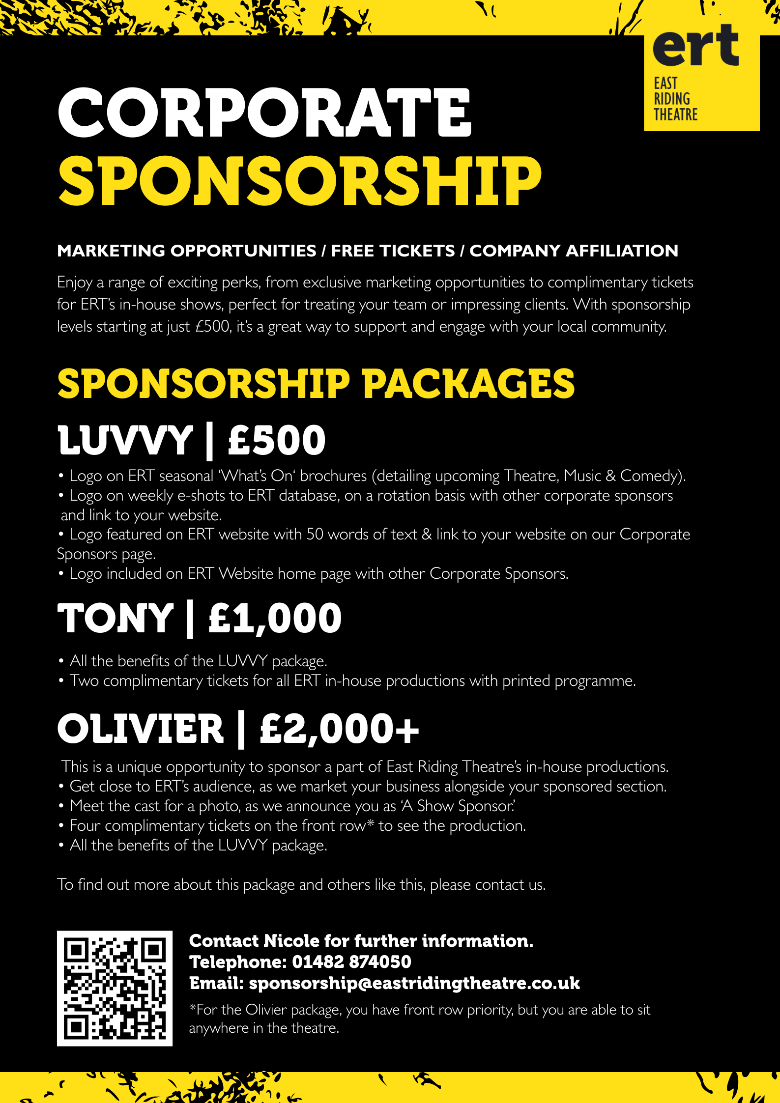 A detailed flyer about out corporate sponsorship options
